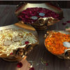 Lovely Rose Urli Bowl Set with 3 Stands for Floating Flower, Festive Decor Set of 6 (Golden)