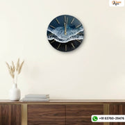 Luxurious Black Ocean Themed Resin Wall Clock