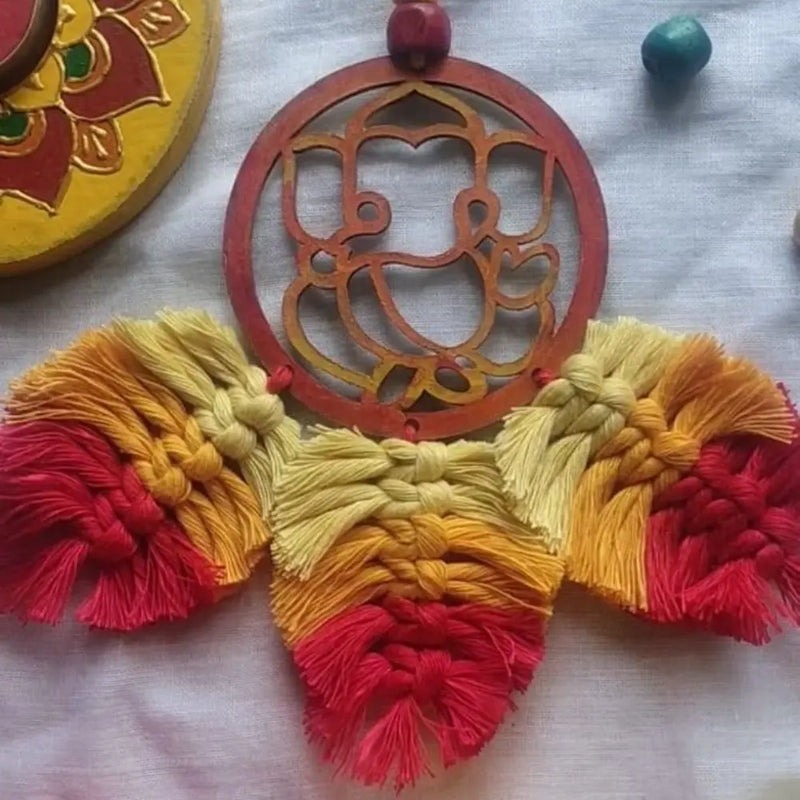 Macramé Car Hanging for Car / Birthday/ Return Gift/ Home / Kitchen -(Lord Ganesha)
