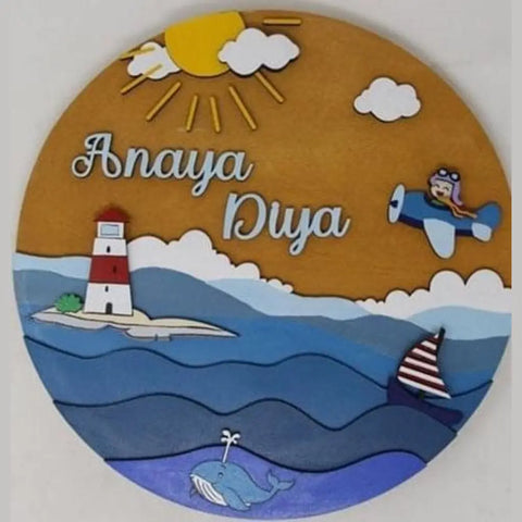 Personalized Handmade Marine-Themed Nameplate