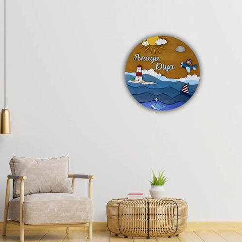 Personalized Handmade Marine-Themed Nameplate