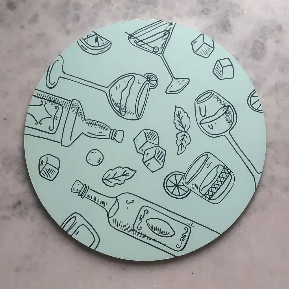 Mix - Media Doodle Art Wall Plates Set of 10 For Cafe,Restaurants