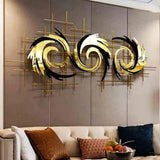 Golden 3D Swirl Metal Wall Art (60×30 inches)