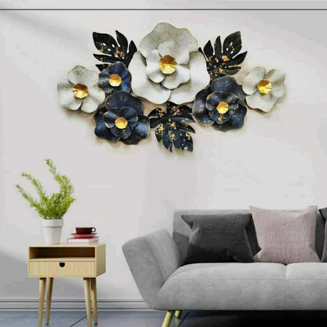Luxury Metallic Flower Wall Art (48×24 Inches)