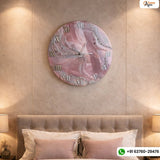 Pink and White Abstract Epoxy Resin Wall Clock