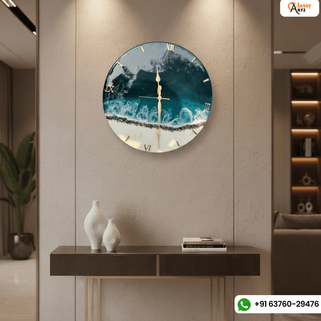 Premium Green Ocean Resin Wall Clock 27 inch