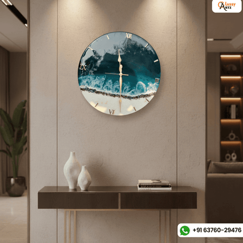 Premium Green Ocean Resin Wall Clock 27 inch