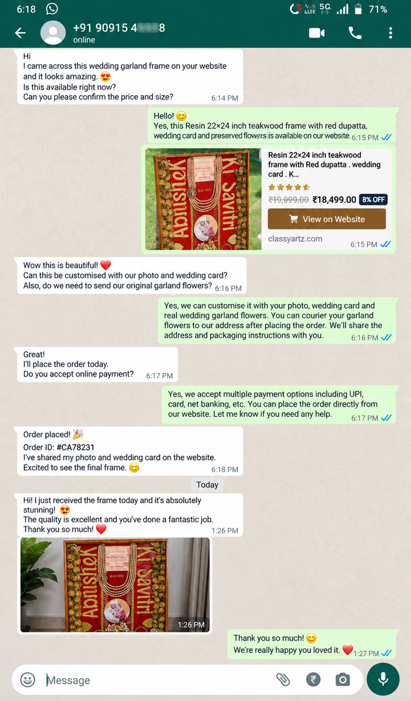 WhatsApp Customer Review 1