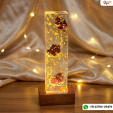 Rectangular Crystal Clear Resin LED Block with Single Rose Preservation