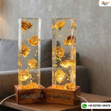 Resin 12 inch block with Couple #tag & LED lamp stand with Varmala Preservation
