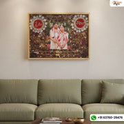 Resin 12 by 16 inch wooden frame with Couple Photo and Name with Mala and couple hand band Varmala Preservation