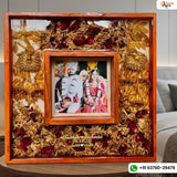 12 inch double wooden varmala frame with kaleera and couple photo