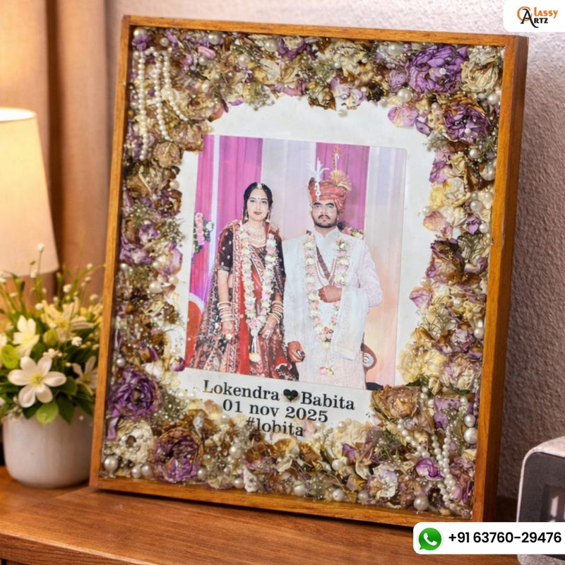 Resin 15by18 inch big frame with Couple photo & Date with Wall hangning option Varmala Preservation