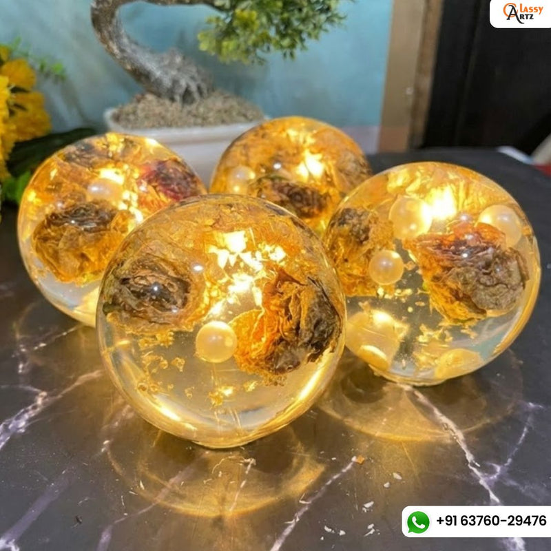 Resin 4 set of Paper weghit with LED lamp option Varmala Preservation