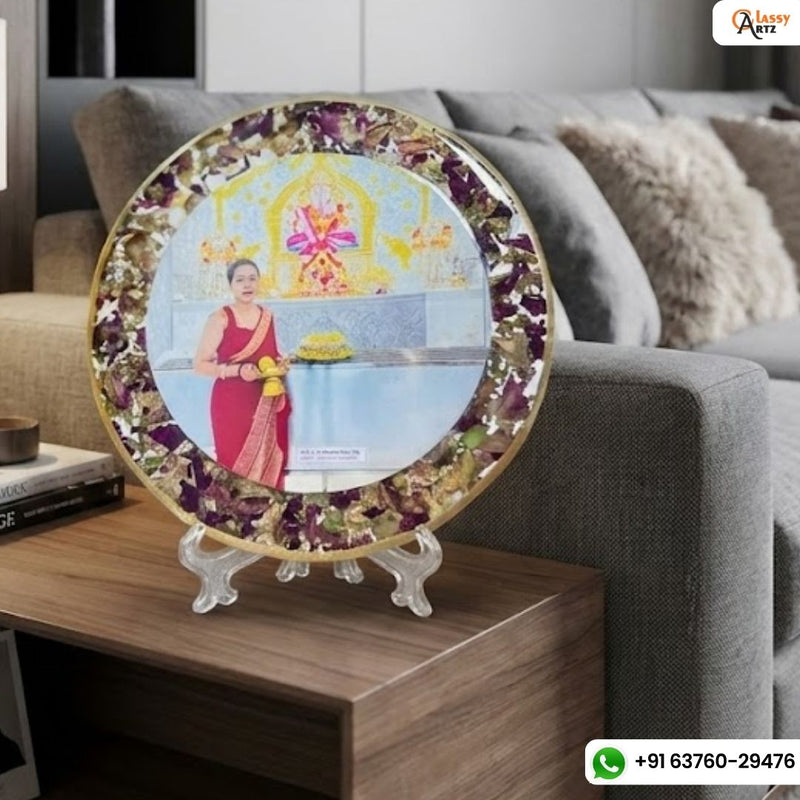 Resin 5inch Round God Flowers with Photo Flowers Preservatiopn