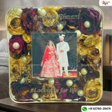 Resin 6-Inch Block with Couple photo & Varmala Preservation