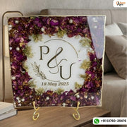 Resin 8 inch 3block with Round curve shape Keychain with Pandent with Name initial logo Varmala Preservation