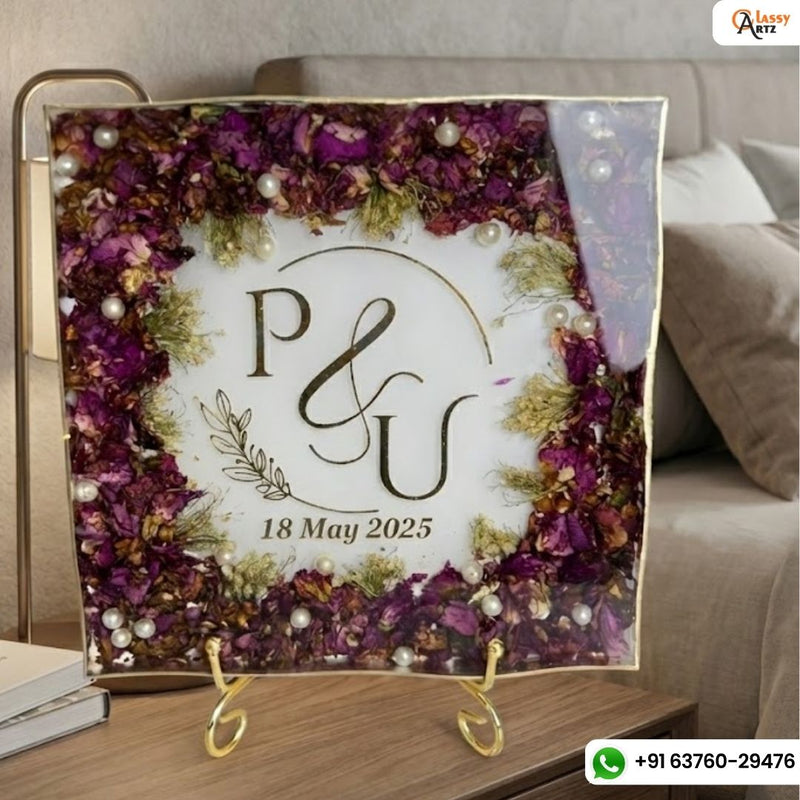 Resin 8 inch 3block with Round curve shape Keychain with Pandent with Name initial logo Varmala Preservation