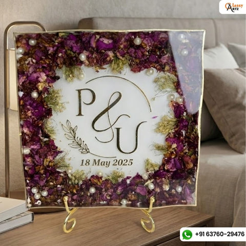 Resin 8 inch 3block with Round curve shape Keychain with Pandent with Name initial logo Varmala Preservation