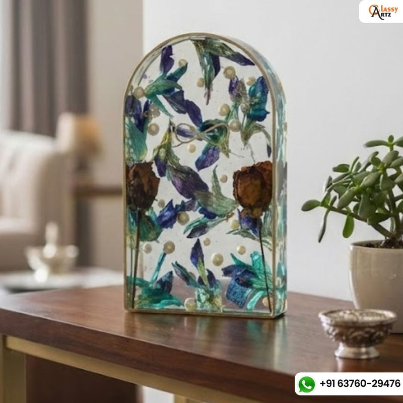 Resin Arch Shape Block with infinity sign & Butterfly's Sign With Flowers / Resin completely Pendent set with Real Roses Petals Flowers Preservation