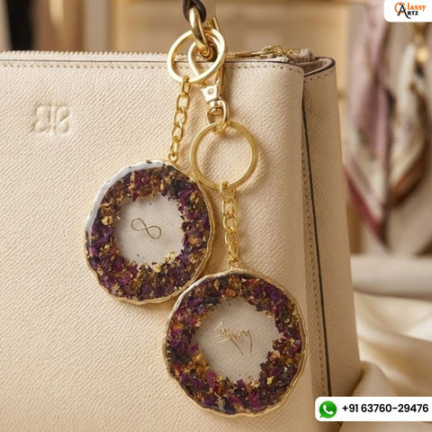 Resin Combo keychain with Sign & Flowers Preservation