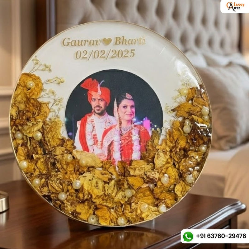 Resin Couple Photo Frame with Varmala Preservation (8-Inch)