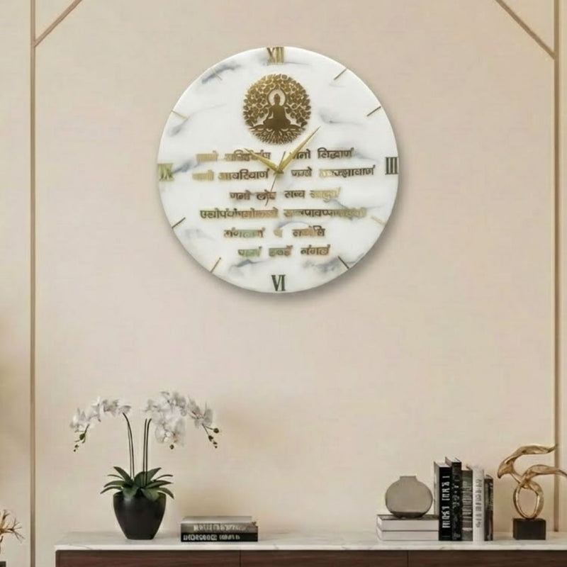 Resin Navkar Mantra Wall Clock