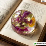 Resin Paperweight with Preserved Orchid Flowers