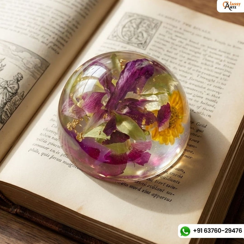 Resin Paper Wegiht with Orchidd Flower Preservation