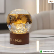 Resin Round LED lamp with stand flowers & pearls Varmala Preservation