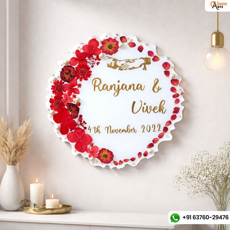 Resin Varmala Preserve Flower Handmade Frame