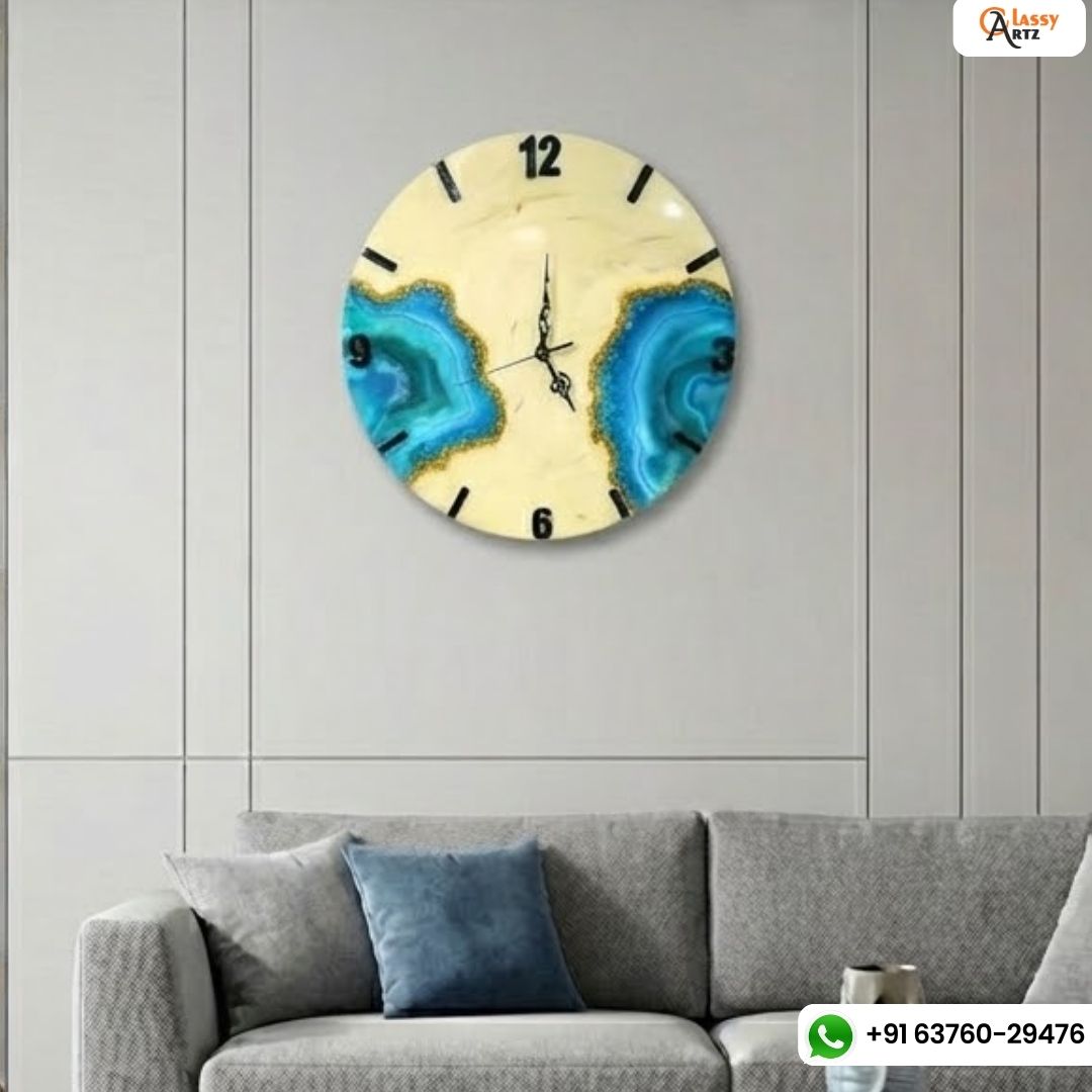 Resin Wall Clock For Dining Area (Ocean Textured)