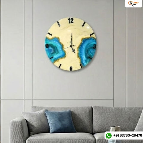 Resin Wall Clock For Dining Area (Ocean Textured)