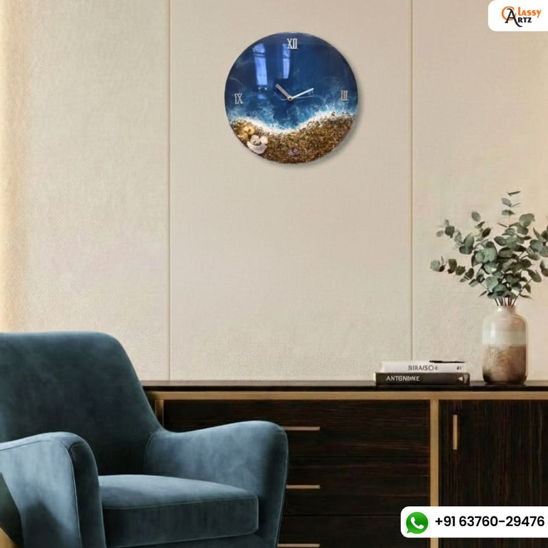 Resin Wall Clock for Beach Lovers