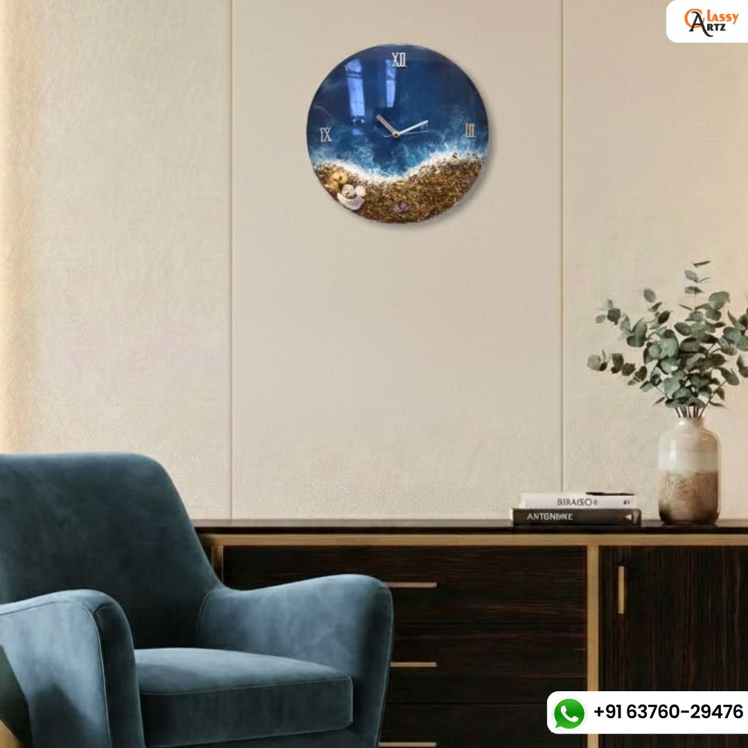 Resin Wall Clock for Beach Lovers