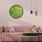 Resin art with the Gayatri Mantra on a stunning glossy green marble background.