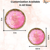 Navkar Mantra Frame for Home round, pink color 
