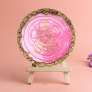 Pink Swirl Jain Namokar Mantra Plate for Home & Temple