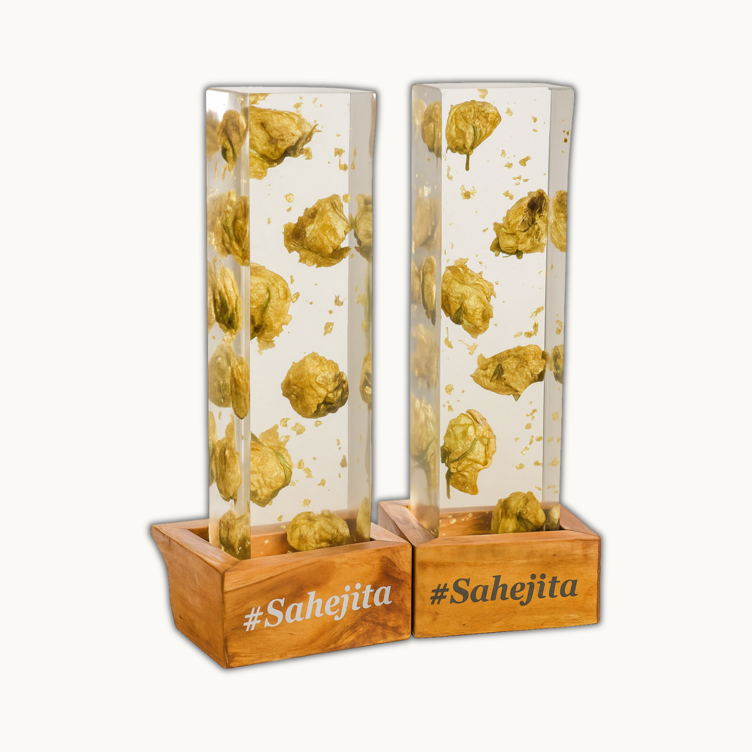 Resin 12 inch block with Couple #tag & LED lamp stand with Varmala Preservation