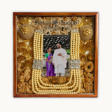 Resin 12 inch wooden frame with led light connection with kaleera ,kantha flowers ,name date and photo Varmala Presevation