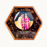 Resin 12inch Hexogonal with Couple Photo & Varmala with LED option Varmala Preservation