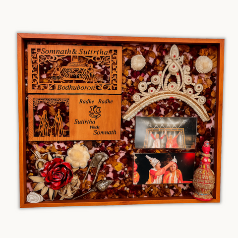 Resin 15 by 18 inch frame with Couple Card & Photo & other Stuff Varmala Preservation