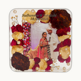 Resin 6 inch block with couple photo & Flowers varmala Preservation