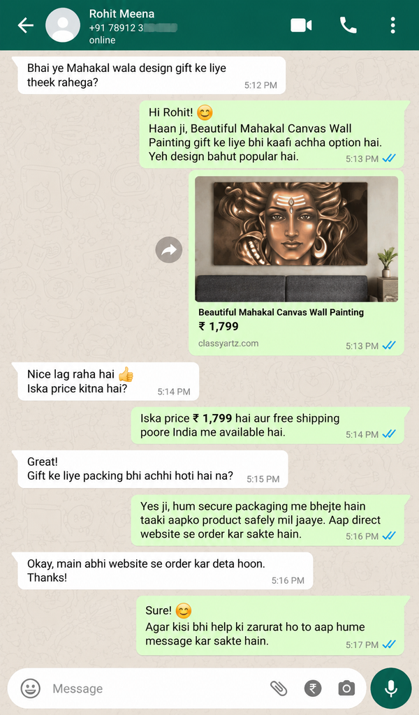 WhatsApp Customer Review 1