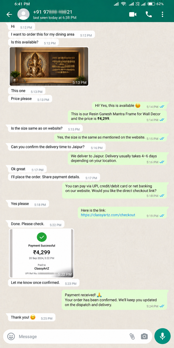 WhatsApp Customer Review 9