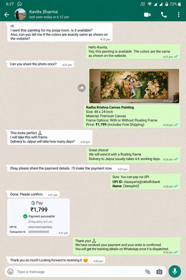 WhatsApp Customer Review 1