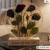 Rose Flowers Preservation in  8-Inches Resin LED Frame