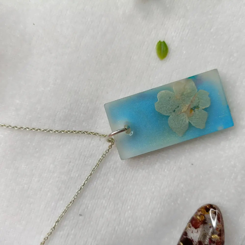 Shimmery Resin Jewellery With Preserved Baby Flower For Wife, Girlfriend, Anniversary Gift, Valentine Gift