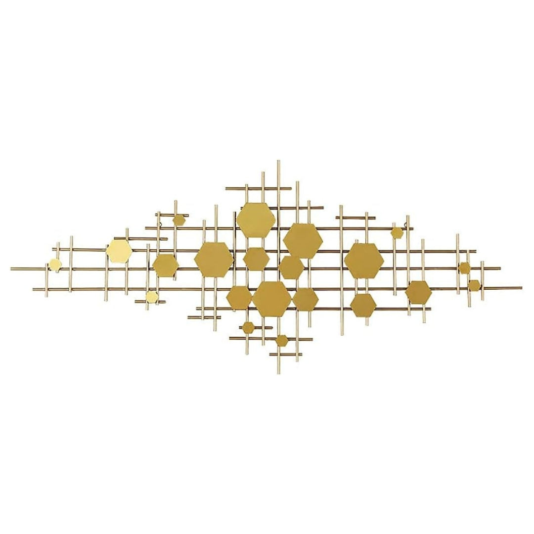 Golden Geometric Metal Wall Art (48×24 Inches)