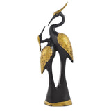 Elegant Black & Gold Crane Showpiece